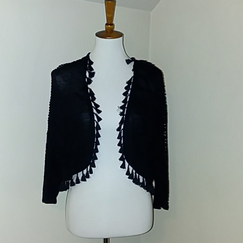 August Silk black bolero sweater